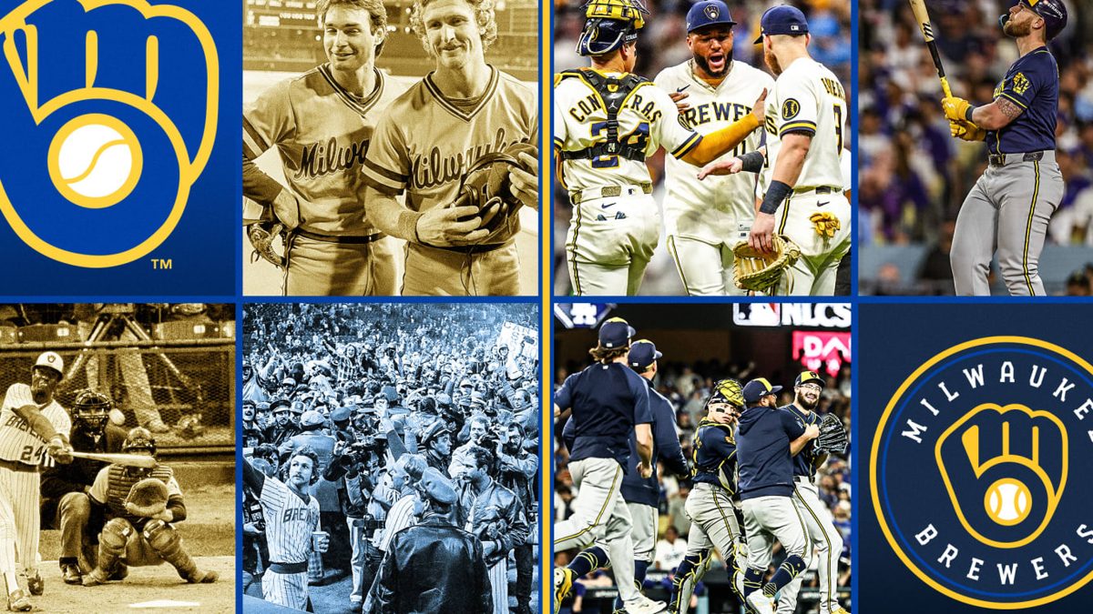 Jugadores de los Brewers celebran en el campo de Dodger Stadium tras ganar el NLCS 2026 y clasificar a la Serie Mundial