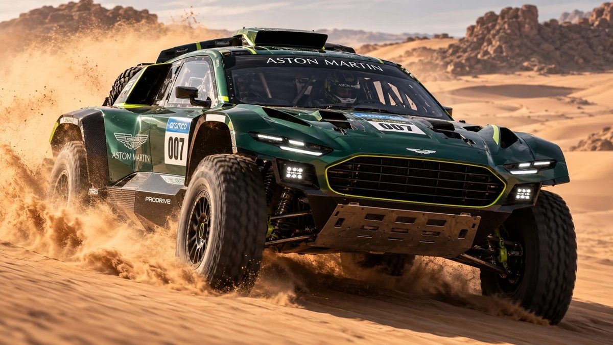 El Dacia Sandrider de Prodrive compitiendo en las dunas del Dakar 2026 con Nasser Al-Attiyah al volante