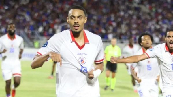 Wilson Isidor celebrando durante el partido entre Haití y República Dominicana el 1 de octubre de 2026
