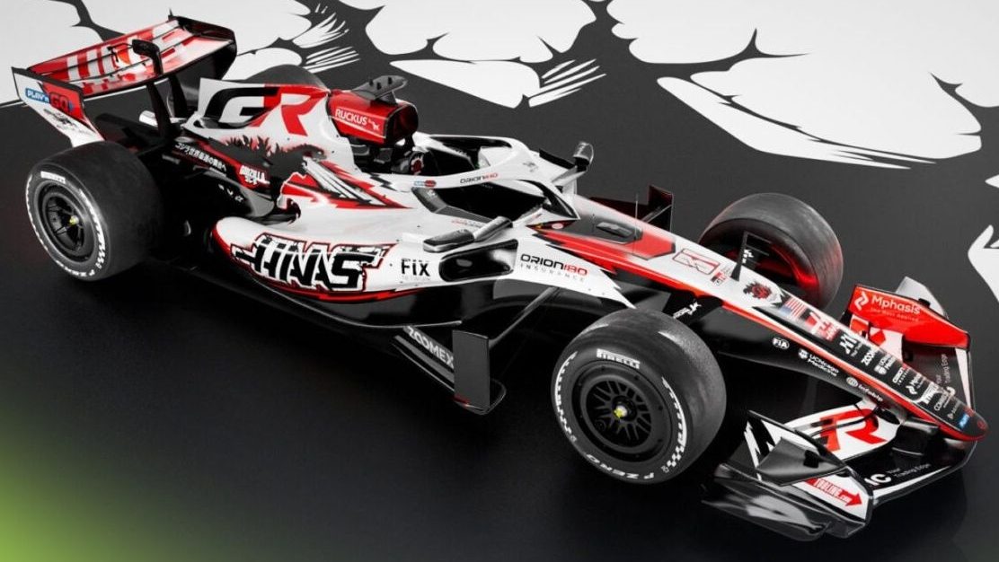 Monoplaza de Haas F1 Team con la decoración especial de Godzilla en el Gran Premio de Japón