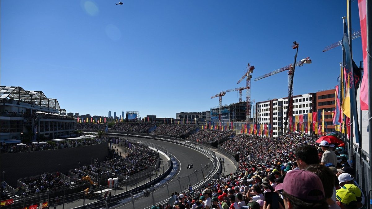 Vista aérea del circuito de Madring en Madrid durante el Gran Premio de España de Fórmula 1