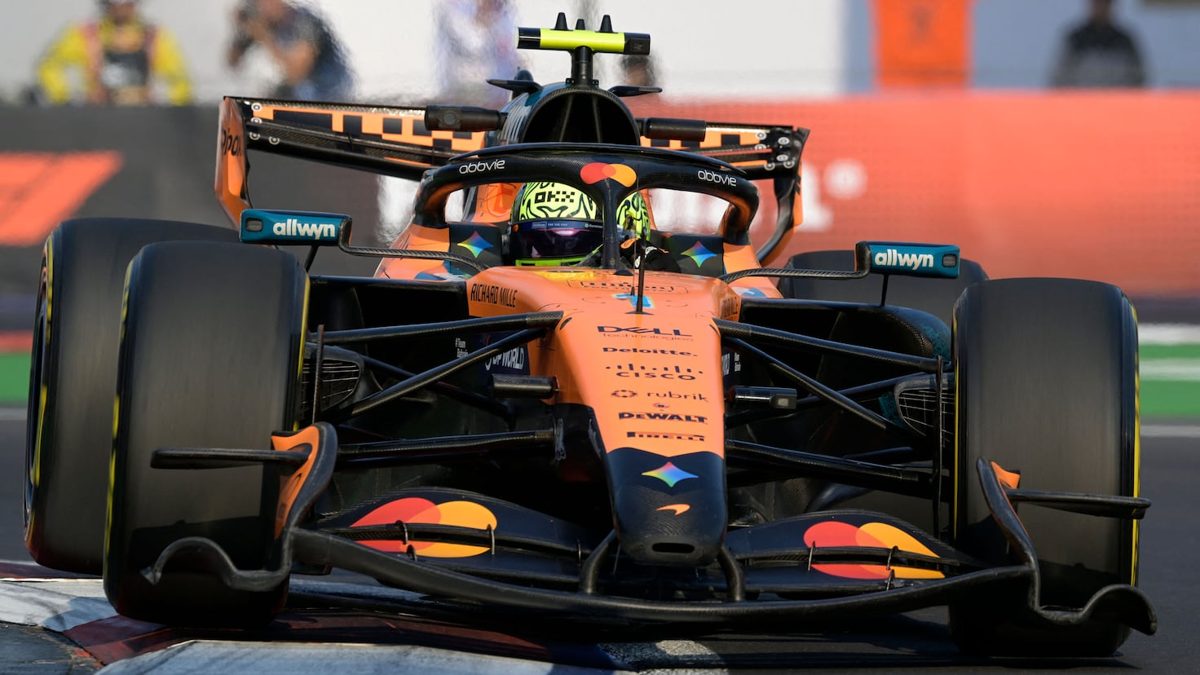 Lando Norris en pista durante los entrenamientos libres del Gran Premio de México 2026 en el circuito Hermanos Rodríguez