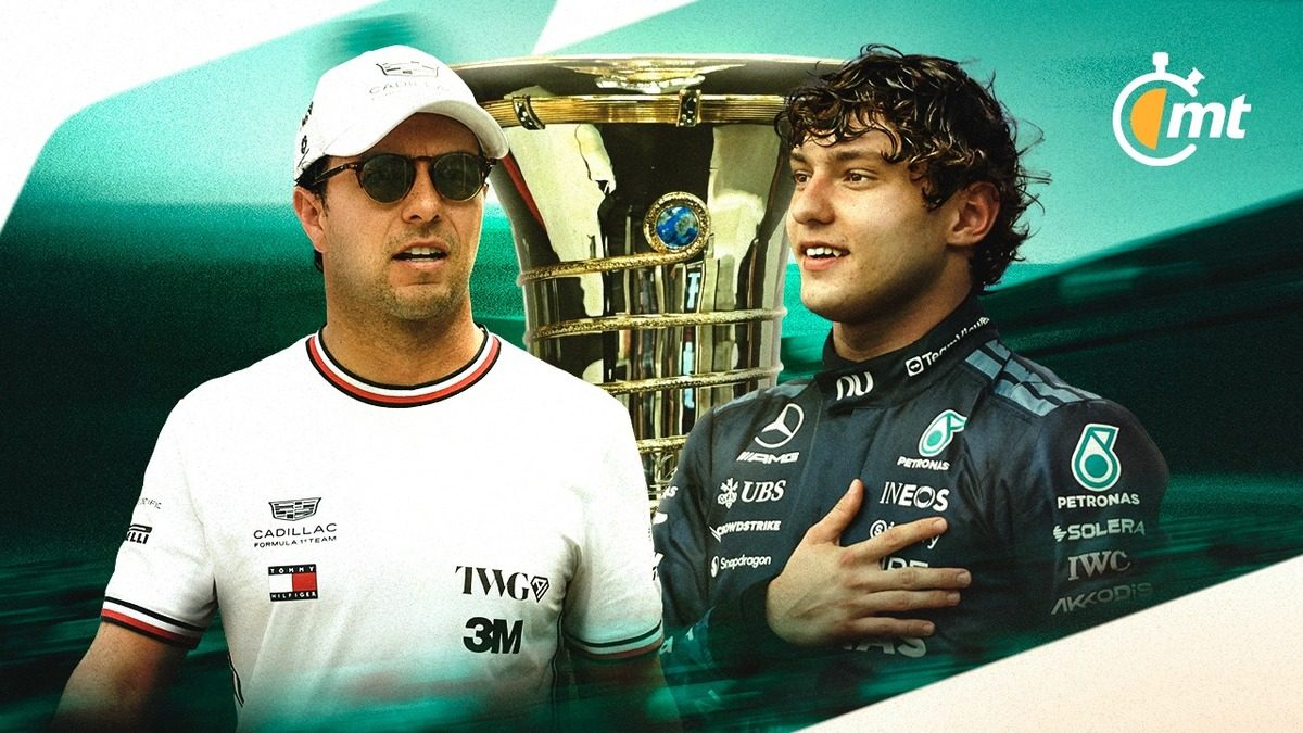 Kimi Antonelli al volante de Mercedes celebrando en el circuito del Gran Premio de México 2026