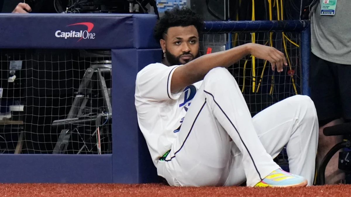 Junior Caminero bateando para los Rays de Tampa Bay en la Serie Mundial 2026