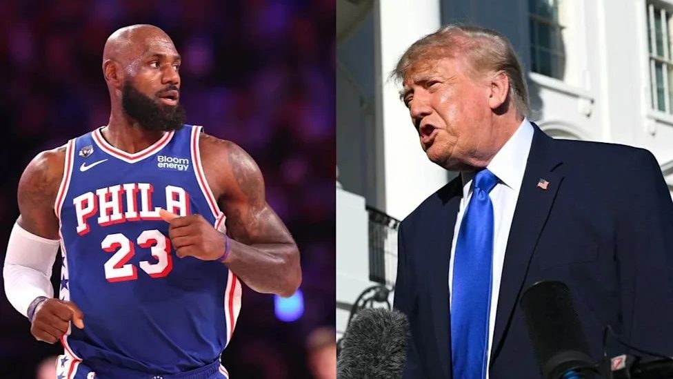 LeBron James alineado con los Philadelphia 76ers antes de un partido de la NBA temporada 2026