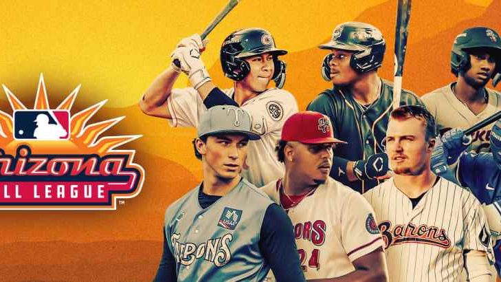 Prospectos dominicanos en práctica de béisbol en los campos de la Liga Otoñal de Arizona 2026