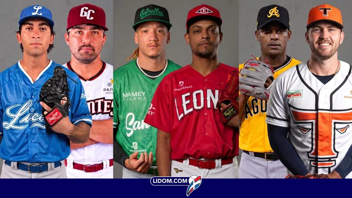 Jugadores de los Leones del Escogido en el Estadio Quisqueya Juan Marichal durante la temporada LIDOM 2026-27