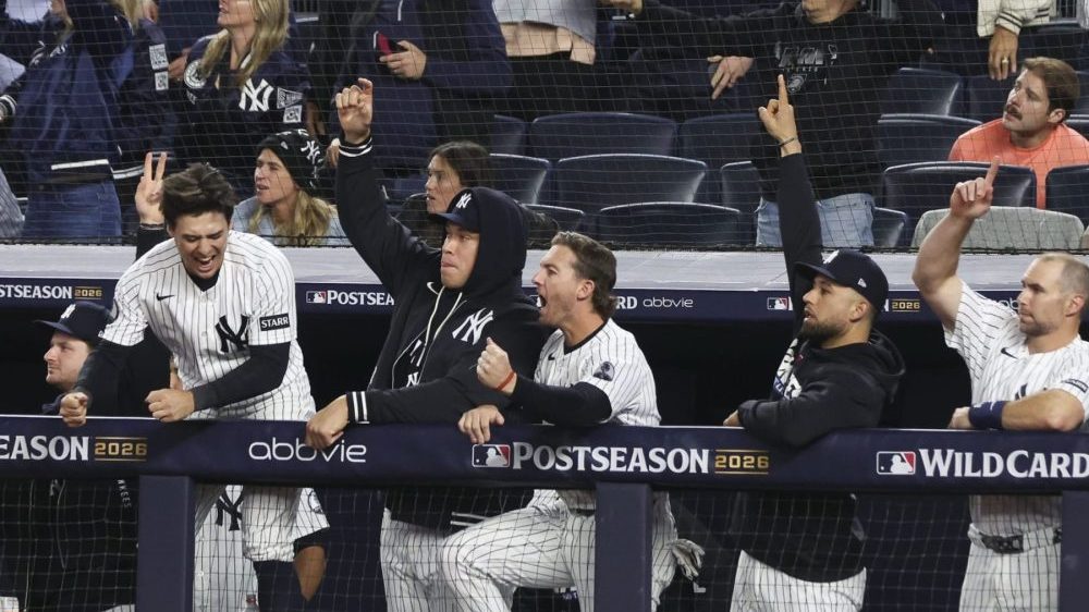 Aaron Judge con ropa de entrenamiento en el Tropicana Field antes de la Serie Divisional de la Liga Americana 2026