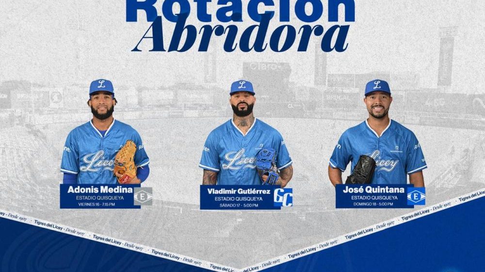 Pitchers de los Tigres del Licey calentando en el estadio Quisqueya Juan Marichal antes del inicio de la temporada LIDOM 2026-27