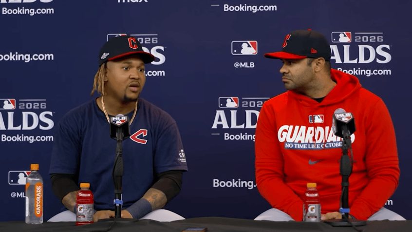 José Ramírez en conferencia de prensa antes del juego 3 de la ALDS entre Guardians y White Sox