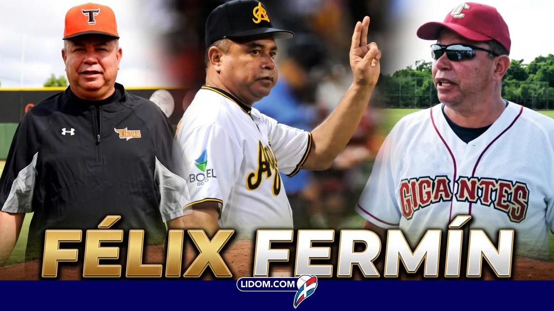 Félix Fermín, exmánager de las Águilas Cibaeñas, en el dugout durante un partido de la LIDOM